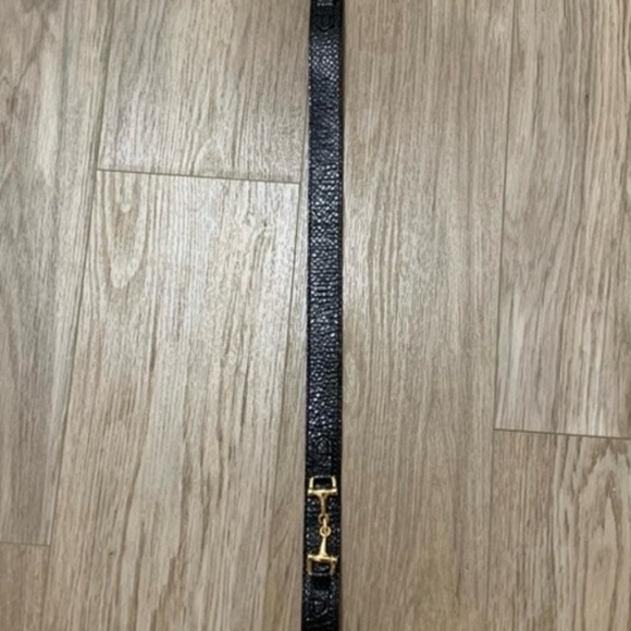 ESCADA Women’s Gold Tone Hardware Horse Bit Black Snake Skin Belt Size Large